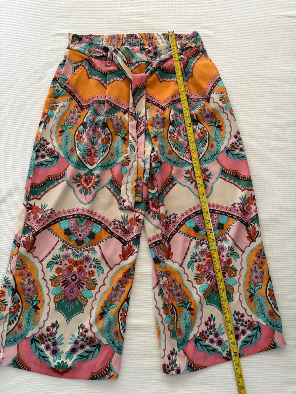 Eliane Rose boho Wide-Leg Pants — Pink, Orange, Teal size L - Picture 8 of 9